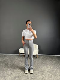 Penny Gri Yüksek Bel Kanca Düğmeli İspanyol PantolonGausPANTOLONGU004304