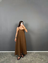 Olbi Kahve Askılı Rahat ElbiseGausELBİSEGU008813