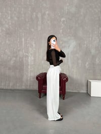 Beyaz Yüksek Bel İthal Kumaş Pantolon Gaus00271GausPANTOLONGU1001625