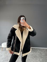 Rommy Premium Siyah Kürkü Mont GausMONTGU002503