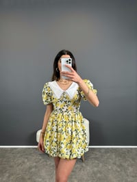 Çıtır Sarı Bebe Yaka Balon Elbise GausELBİSEGU004663