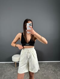 Ekru Premium Etiketli Oversize Şortlu İkili Takım GausTAKIMGU007233
