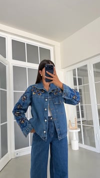 Mavi Nakışlı Cep Detaylı Tasarım Denim Takım GAUS-02117GAUSTAKIMGAUS-02117