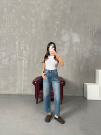 Lera Mavi Eskitme Wide Leg Jean GausDENİM PANTOLONGU100144