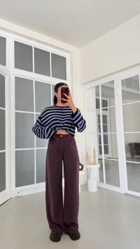 Mürdüm Beli Lastikli Geniş Paça Jean GAUS-01876 GAUS-02035GAUSDENİM PANTOLONGAUS-02035