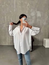 Rese Beyaz Basic Gizli Düğmeli Oversize GömlekGausGÖMLEKGU00904119