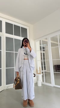 Gri Şal Detaylı Hırka Beli Lastikli Pantolon İkili Modal Takım GAUS-02176GAUSSuitsGAUS-02176