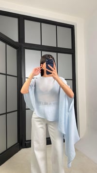 Mavi ZR Model Asimetrik Transparan Bluz GAUS-01366GAUSالبلوزات GAUS-01366