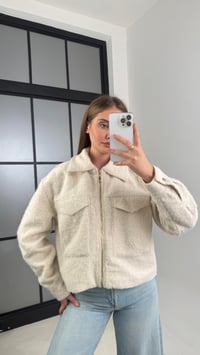 Krem Astarlı Fermuarlı Muadil Keçe Kumaş Ceket GAUS-00603GAUSCEKETGAUS-00603