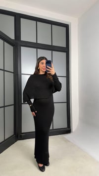 Siyah Elbise Pelerin Triko İkili Takım GAUS-01194GAUSELBİSEGAUS-01194