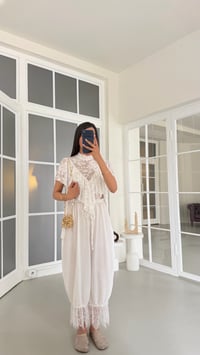 Beyaz Beli Lastikli Dantel Detaylı Pinterest Şalvar GAUS-01763GAUSPANTOLONGAUS-01763