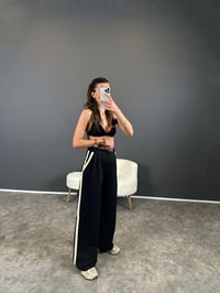 GK Siyah Şeritli Palazzo Pantolon GausPANTOLONGU004457