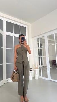 Haki Halter Yaka Yelek Beli Lastikli Pantolon Muadil Takım GAUS-01770GAUSSuitsGAUS-01770