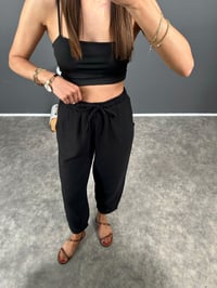 Lonsa Siyah Müslin Kumaş PantolonGausPANTOLONGU008343