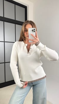 Ekru Çift Yakalı Triko Kazak GAUS-01124GAUSKAZAKGAUS-01124