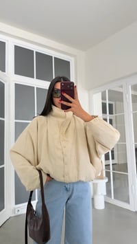 Krem Yarasa Kol Bomber Ceket GAUS-02103GAUSCEKETGAUS-02103