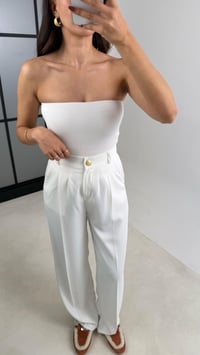 Beyaz Gold Düğmeli Beli Lastikli Premium Pantolon GAUS-00141GAUSPANTOLONGAUS-00141