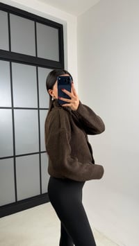 Acı Kahve Dik Yaka Düğmeli Triko Hırka GAUS-00731GAUSHIRKAGAUS-00731