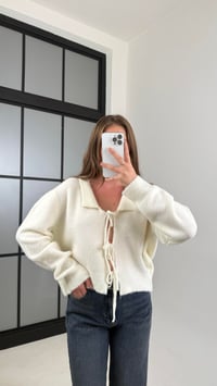 Ekru Önü Bağlama Detaylı Triko Hırka GAUS-00552GAUSHIRKAGAUS-00552