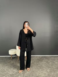 Gai Siyah Kimono Keten TakımGausTAKIMGU008021