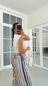 Lacivert Beli Lastikli Şeritli Pantolon GAUS-01824GAUSPantsGAUS-01824