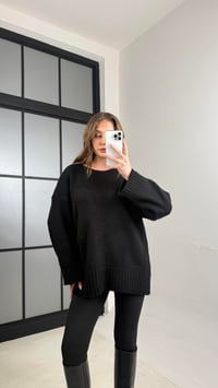 Siyah Arkası Dantel Detaylı Triko Kazak GAUS-01091 GAUS-01098GAUSKAZAKGAUS-01098