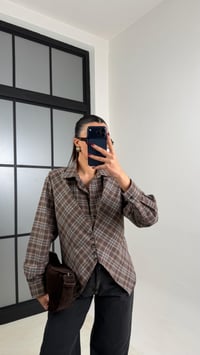 Kahve Ön Düğme  Detaylı Kuşaklı Vatkalı Tasarım Gömlek GAUS-00769GAUSShirtGAUS-00769
