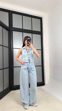 Buz Mavi Yelek Pantolon Premium Denim Takım GAUS-01285GAUSTAKIMGAUS-01285