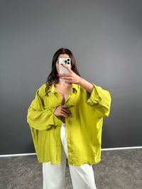 Li Yeşil Oversize Salaş Premium GömlekGausGÖMLEKGU007182