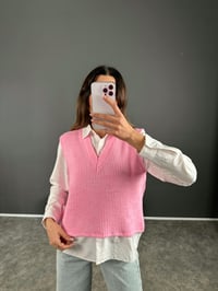 Pembe Süveterli Çizgili Gömlek GausKAZAKGU004090