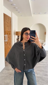 Antrasit Pelerin Detaylı Düğmeli Tasarım Triko Kazak GAUS-00852GAUSKAZAKGAUS-00852