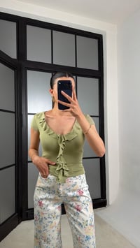Yeşil Fırfırlı Bluz GAUS-01462GAUSBlouseGAUS-01462