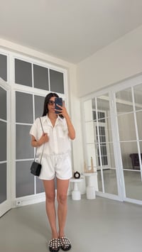 Beyaz Beli Lastikli Tencel Denim Tulum GAUS-01816GAUSJumpsuitsGAUS-01816