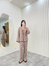 Vizon Önü Bağlamalı Beli Lastikli Müslin Kumaş Takım Gaus00282GausTAKIMGU1001658