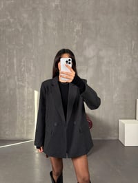 Linda Siyah Çizgili Astarlı Blazer CeketGausCEKETGU100172