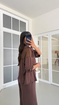 Kahve Fileli Hırka Beli Lastikli Pantolon İkili Modal Takım GAUS-01640GAUSSuitsGAUS-01640