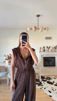 Kahve Kapüşonlu Yelek Beli Lastikli Şalvar Pantolon İkili Takım GAUS-01653GAUSSuitsGAUS-01653