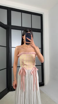 Pembe Ekose Desenli Saten Korse GAUS-01533GAUSBlouseGAUS-01533