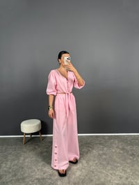 Maila Pembe Keten Crop İkili TakımGausTAKIMGU008470