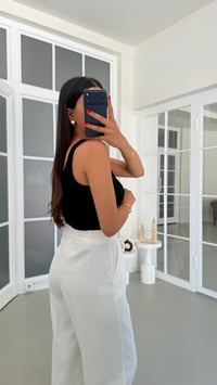Beyaz Gold Düğmeli Tencel Pantolon GAUS-01844GAUSPANTOLONGAUS-01844
