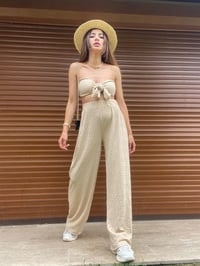 Abella Bej Crop Pantolon Takım GausTAKIMGU00333