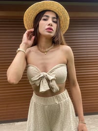 Abella Bej Crop Pantolon Takım GausTAKIMGU00333