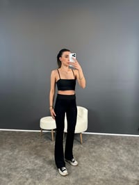 BRSHK Model Siyah Katlamalı İspanyol Pantolon GausPANTOLONGU004612