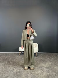 Ketrina Soft Haki Tasarım Blazer Ceket İkili TakımGausTAKIMGU004369