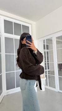 Kahve Kuşaklı Astarlı Dik Yaka Ceket GAUS-02175GAUSJacketsGAUS-02175
