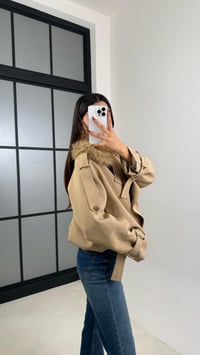 Bej Kürk Detaylı Astarlı Premium Trençkot GAUS-00190GAUSTRENÇKOTGAUS-00190