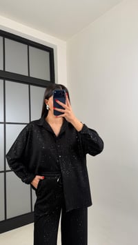 Siyah Gömlek Beli Lastikli Pantolon Premium Simli Takım GAUS-01013 GAUS-01014GAUSTAKIMGAUS-01014