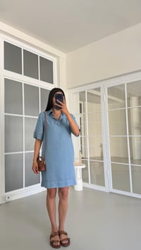 Mavi Polo Yaka Cepli Denim Elbise GAUS-01680GAUSELBİSEGAUS-01680