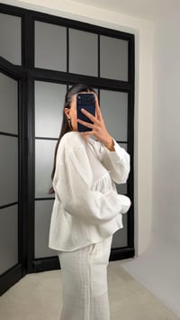 Beyaz Müslin Bluz GAUS-01368GAUSالبلوزات GAUS-01368