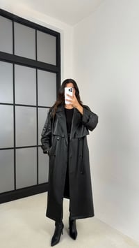 Siyah Kuşaklı Astarlı Premium Deri Trençkot GAUS-00127GAUSTRENÇKOTGAUS-00127